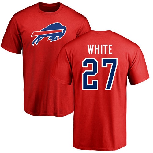 Men NFL Buffalo Bills #27 Tre Davious White Red Name and Number Logo T Shirt->nfl t-shirts->Sports Accessory